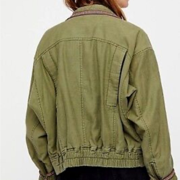 FREE PEOPLE FLIGHT LINE BOMBER JACKET CARGO GREEN MILITARY 🌸 - Picture 4 of 16